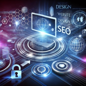 A professional digital concept illustrating key benefits of Featherstone Media Ltd, including local expertise, fast and secure hosting, proven SEO results, and custom web design. The image features a dynamic business environment with technology icons representing website performance, security, and search engine optimization.